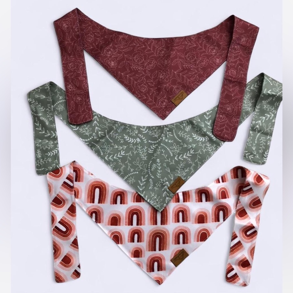 Remy+Roo Set of Three 3 Patterned Bandanas Pet Bandanas Scarves Pet Accessories